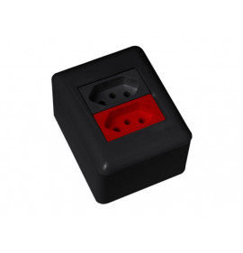 CJ TOMADA DUPLA 10A + 20A VERMELHO 4X2  - BLUX OVERLAP GRAFITE